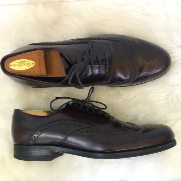 Prada Men's Burgundy  Leather Oxford Laced Up Shoes Size 9 - Picture 1 of 8